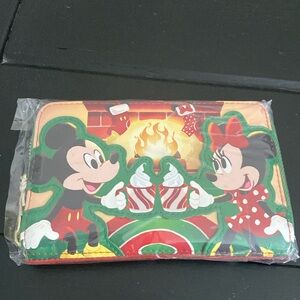 Loungefly Disney mickey and minnie fireplace zip around wallet